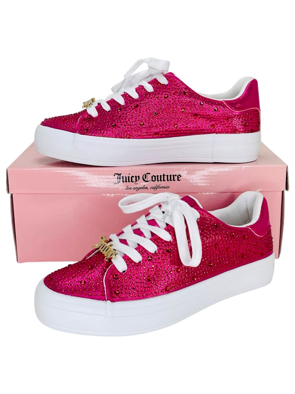 Juicy Couture Alanis Pink Rhinestone Womens Sneakers Size 6.5M - Picture 1 of 11